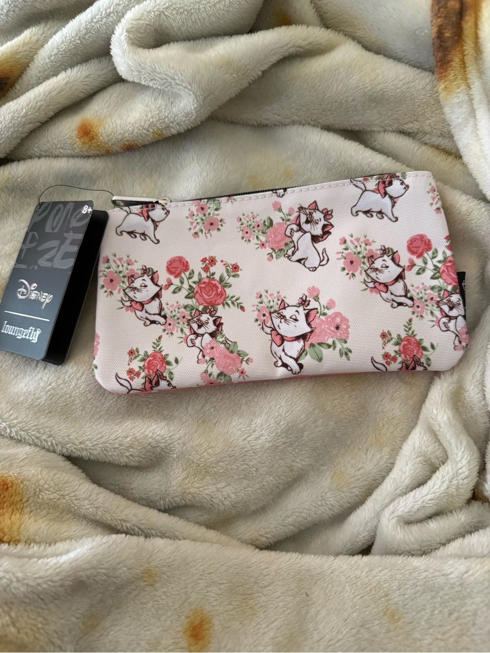 Loungefly Marie Floral Zip Pouch - Pink & White